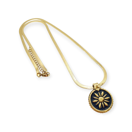 necklace steel gold chainsnake round carved element